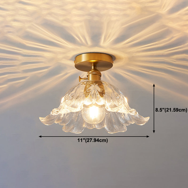 1 Bulb Glass Ceiling Light Bedroom Flush Mount Ceiling Lamp Fixture