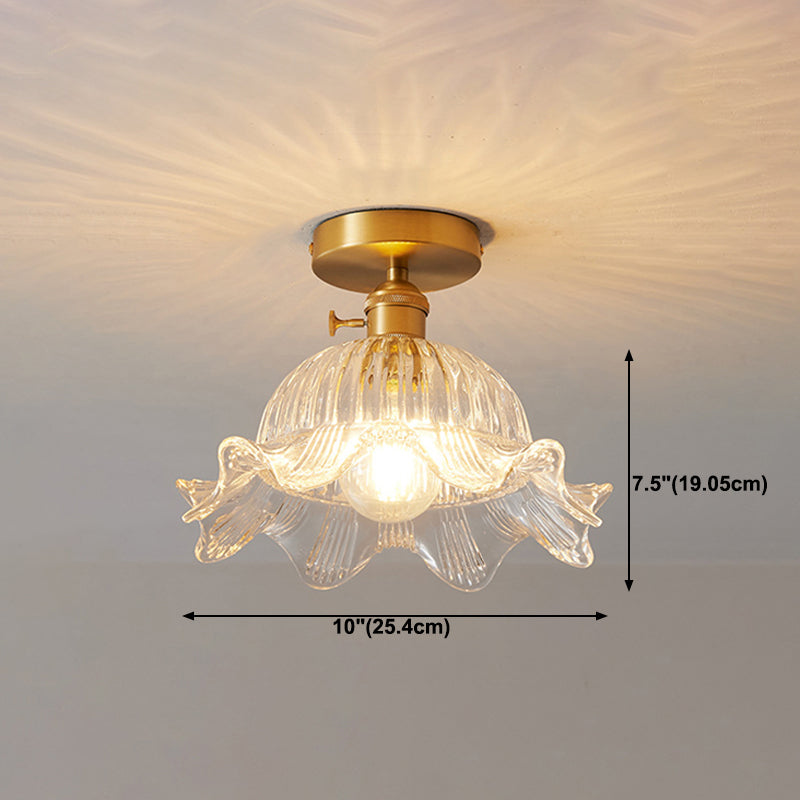 1 Bulb Glass Ceiling Light Bedroom Flush Mount Ceiling Lamp Fixture