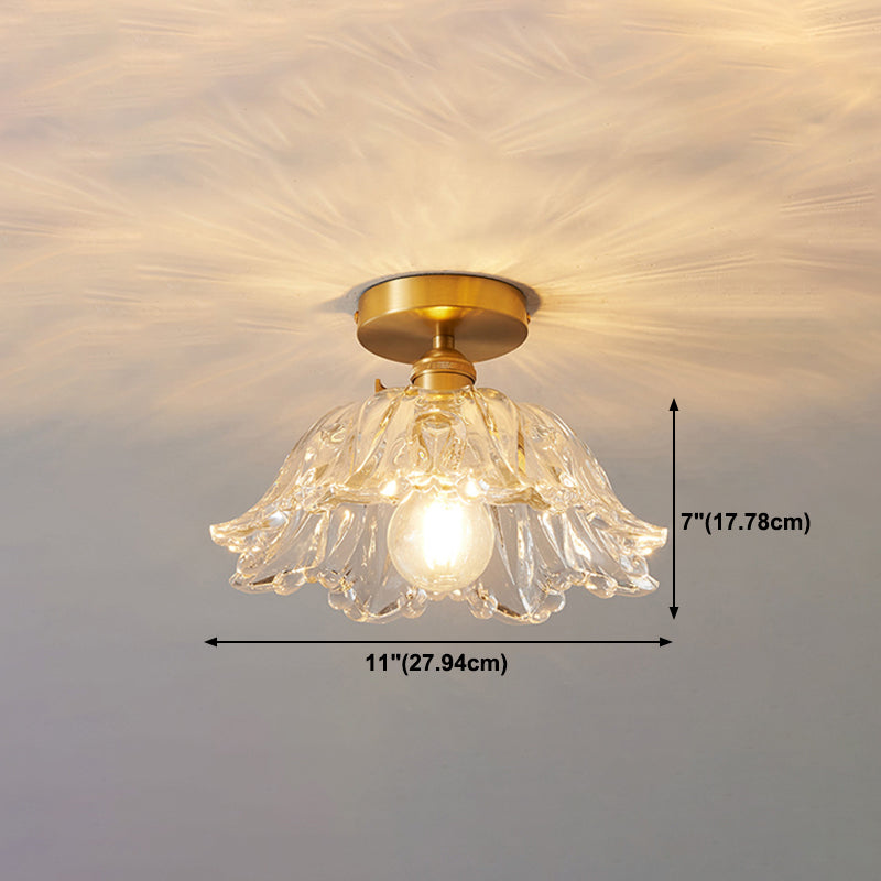 1 Bulb Glass Ceiling Light Bedroom Flush Mount Ceiling Lamp Fixture