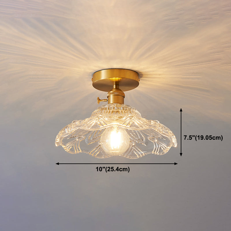 1 Bulb Glass Ceiling Light Bedroom Flush Mount Ceiling Lamp Fixture