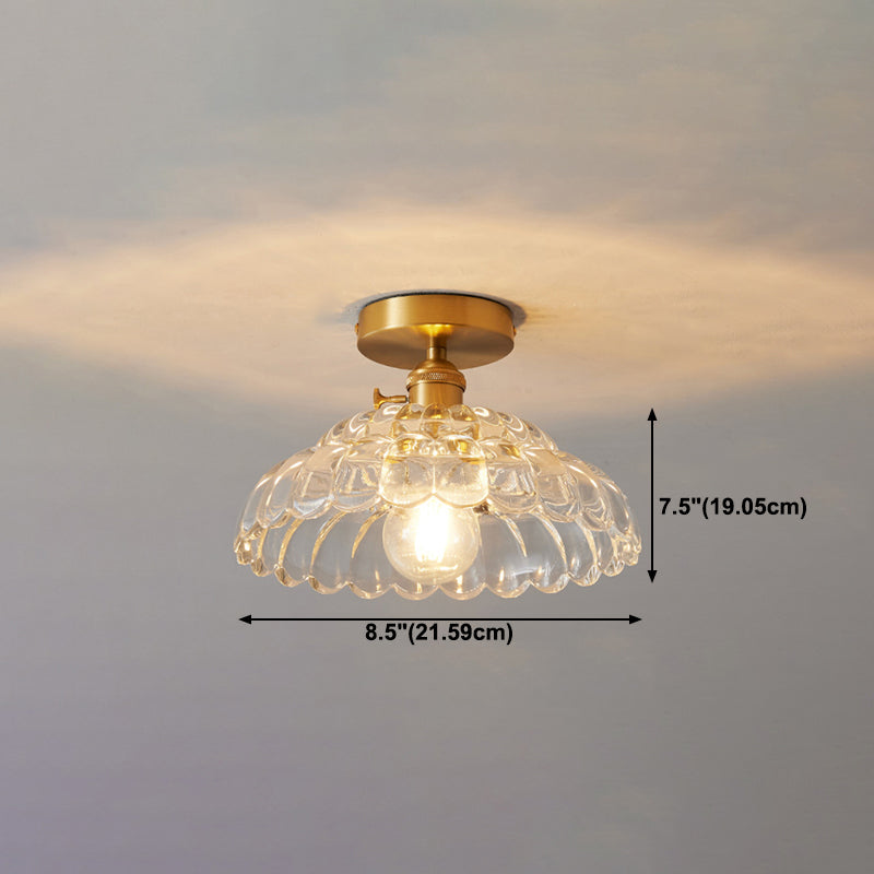 1 Bulb Glass Ceiling Light Bedroom Flush Mount Ceiling Lamp Fixture