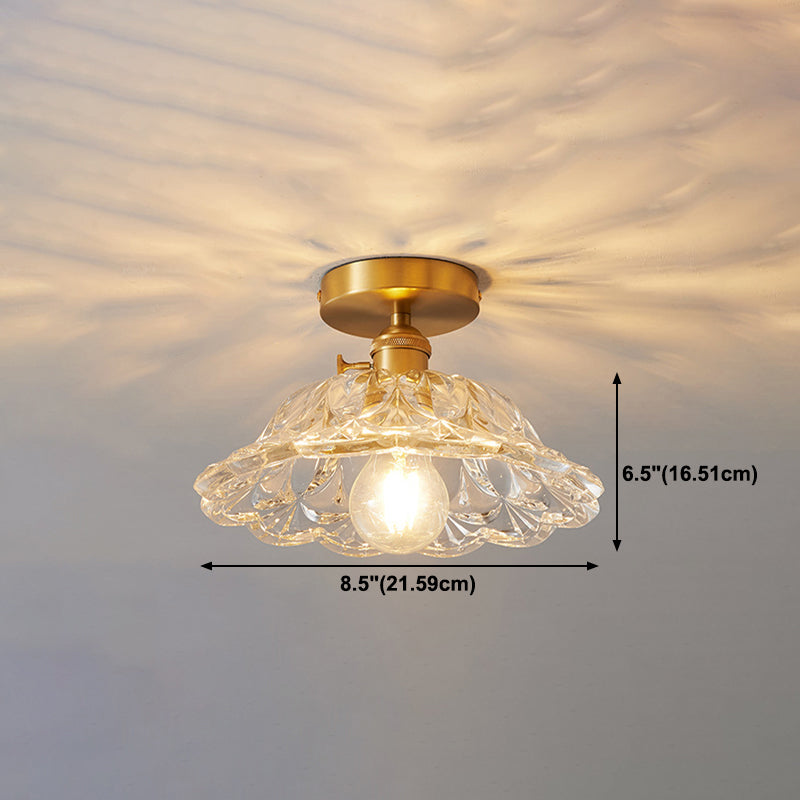 1 Bulb Glass Ceiling Light Bedroom Flush Mount Ceiling Lamp Fixture