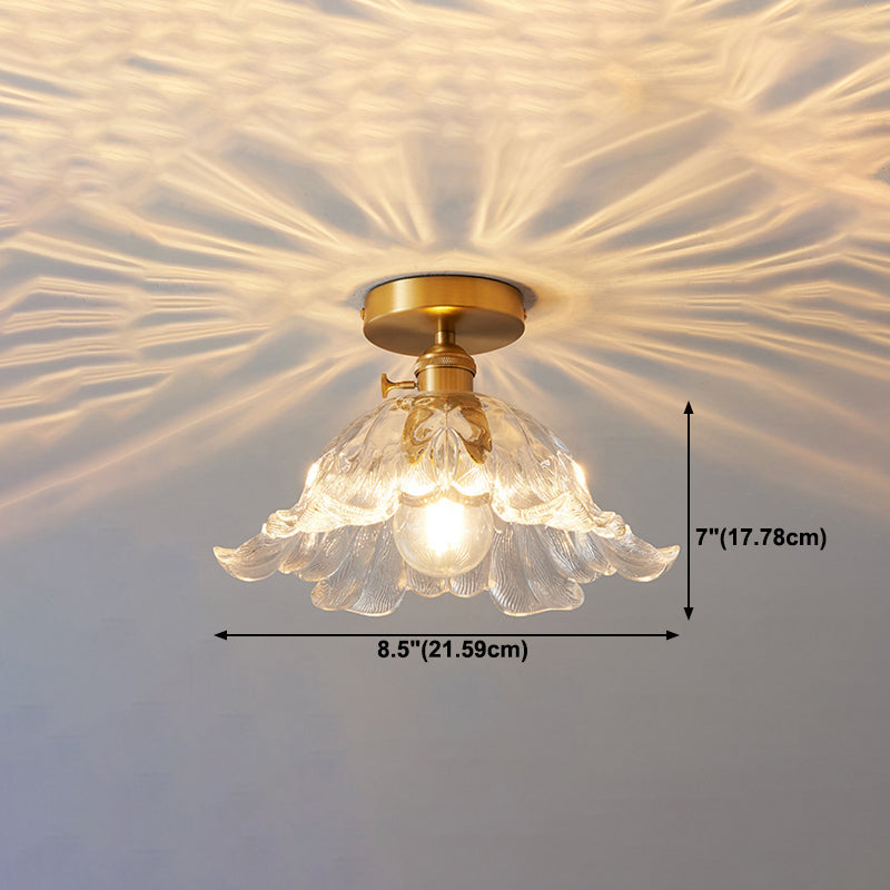 1 Bulb Glass Ceiling Light Bedroom Flush Mount Ceiling Lamp Fixture