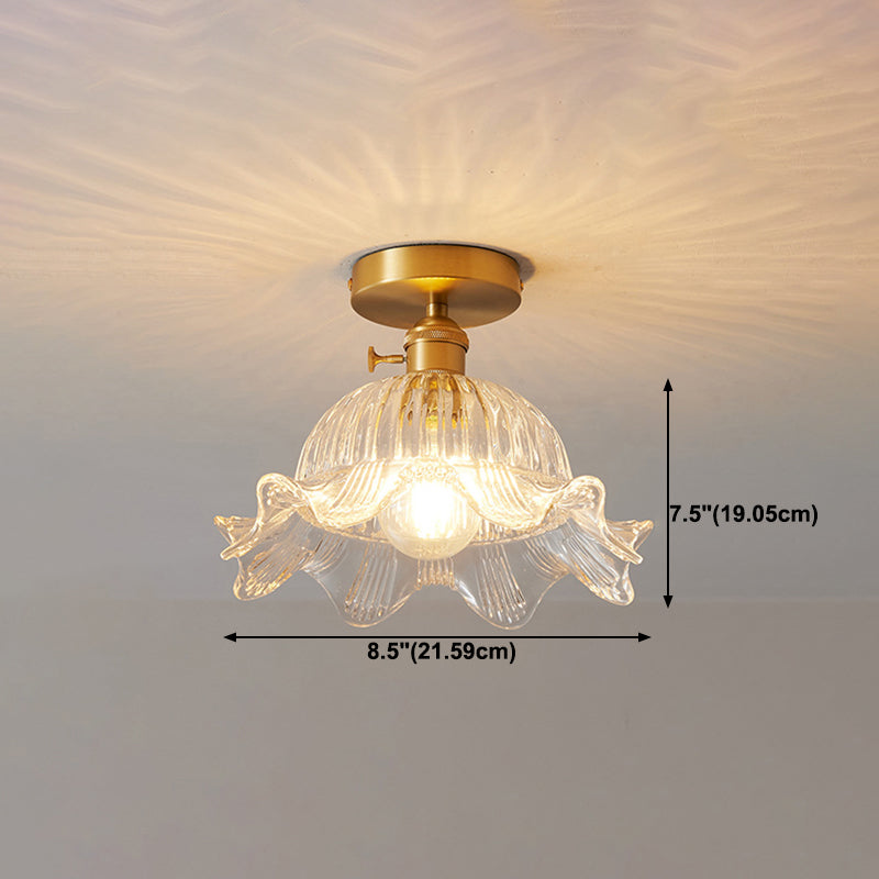 1 Bulb Glass Ceiling Light Bedroom Flush Mount Ceiling Lamp Fixture