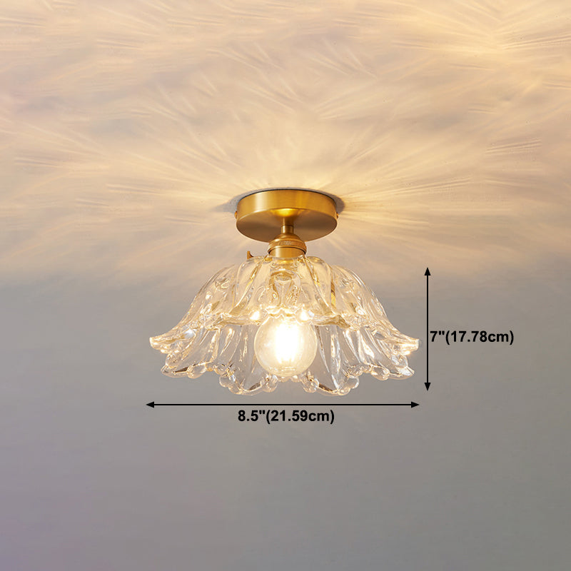 1 Bulb Glass Ceiling Light Bedroom Flush Mount Ceiling Lamp Fixture