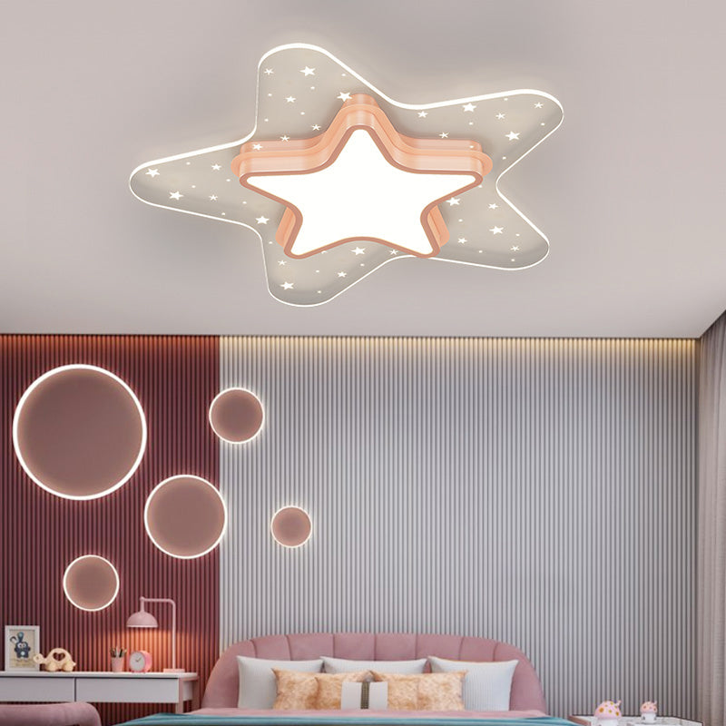 Metal Star Shape Ceiling Mount Light Lovely Colorful LED Ceiling Light for Kid's Room