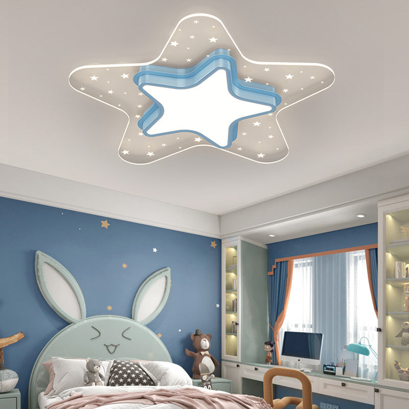 Metal Star Shape Ceiling Mount Light Lovely Colorful LED Ceiling Light for Kid's Room