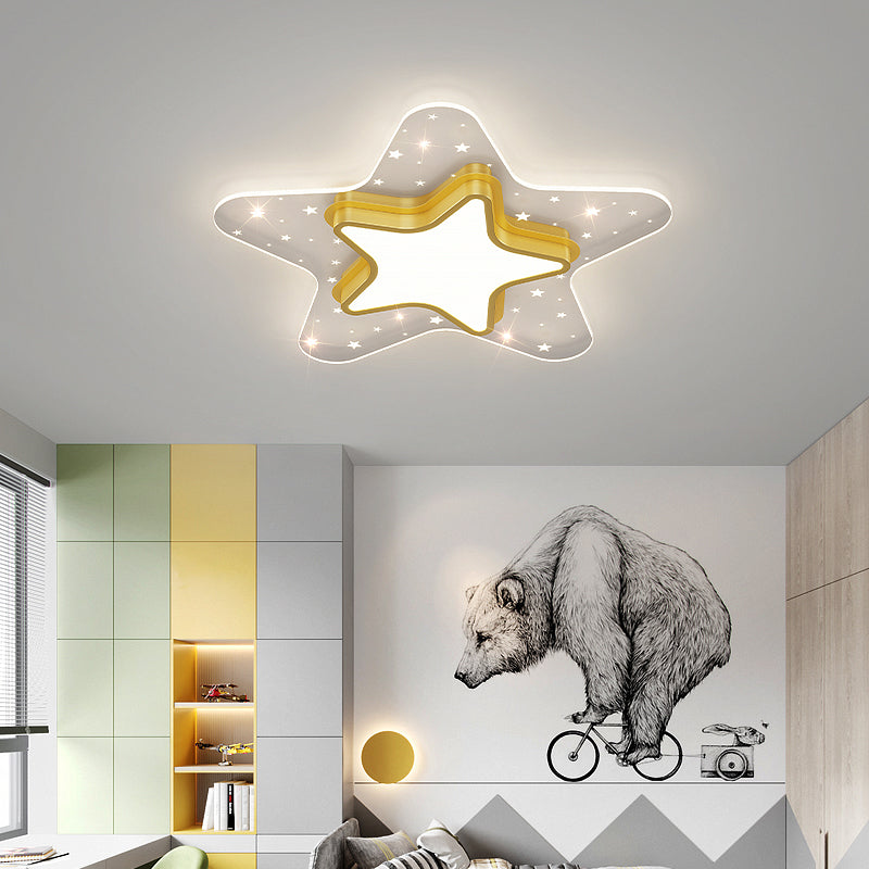 Metal Star Shape Ceiling Mount Light Lovely Colorful LED Ceiling Light for Kid's Room