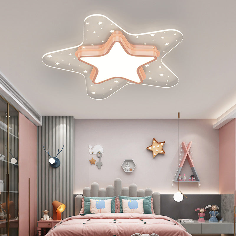 Metal Star Shape Ceiling Mount Light Lovely Colorful LED Ceiling Light for Kid's Room