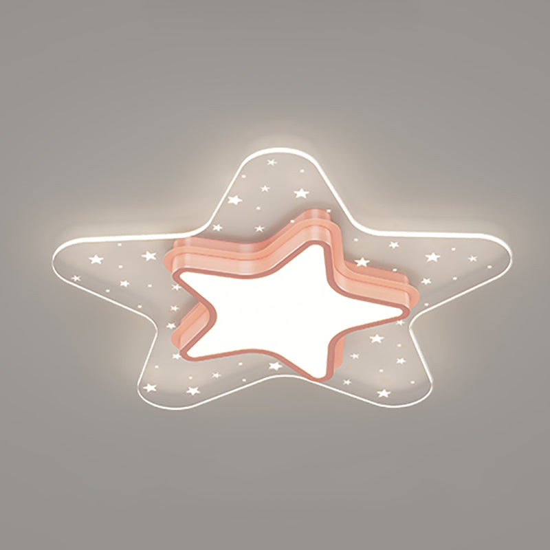 Metal Star Shape Ceiling Mount Light Lovely Colorful LED Ceiling Light for Kid's Room