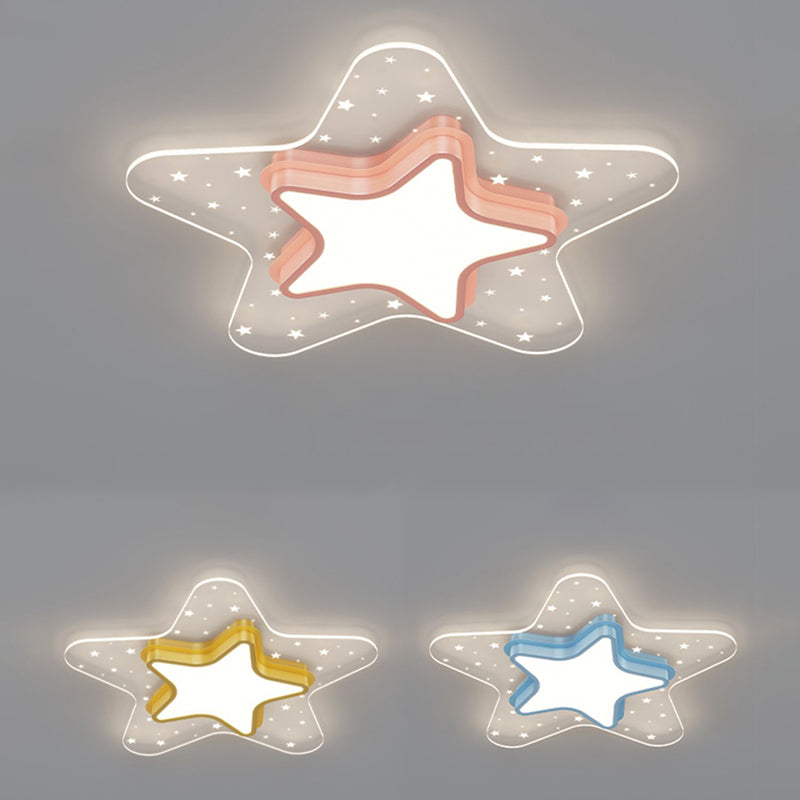 Metal Star Shape Ceiling Mount Light Lovely Colorful LED Ceiling Light for Kid's Room