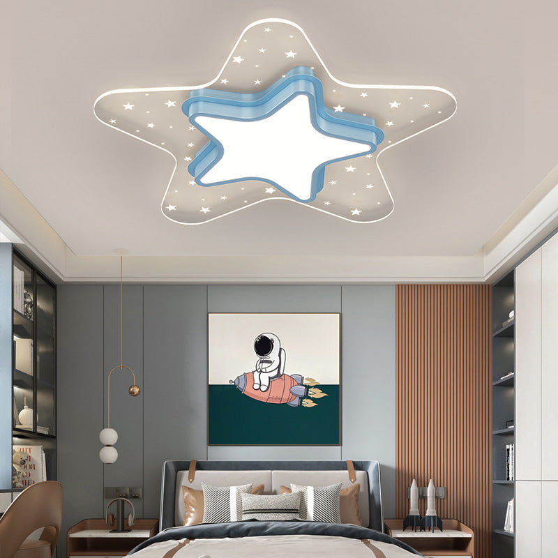 Metal Star Shape Ceiling Mount Light Lovely Colorful LED Ceiling Light for Kid's Room