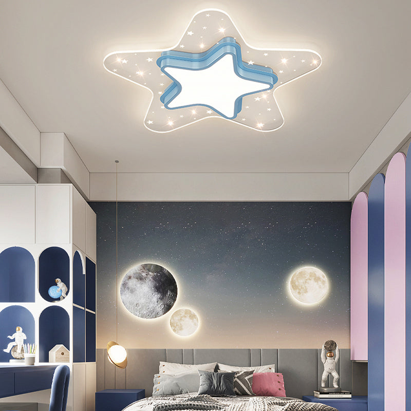 Metal Star Shape Ceiling Mount Light Lovely Colorful LED Ceiling Light for Kid's Room