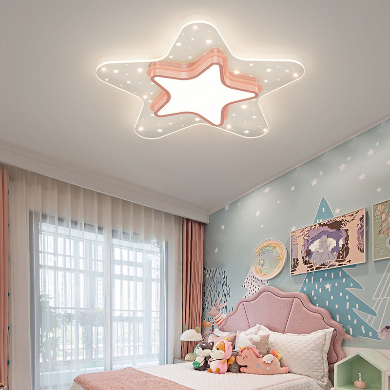 Metal Star Shape Ceiling Mount Light Lovely Colorful LED Ceiling Light for Kid's Room