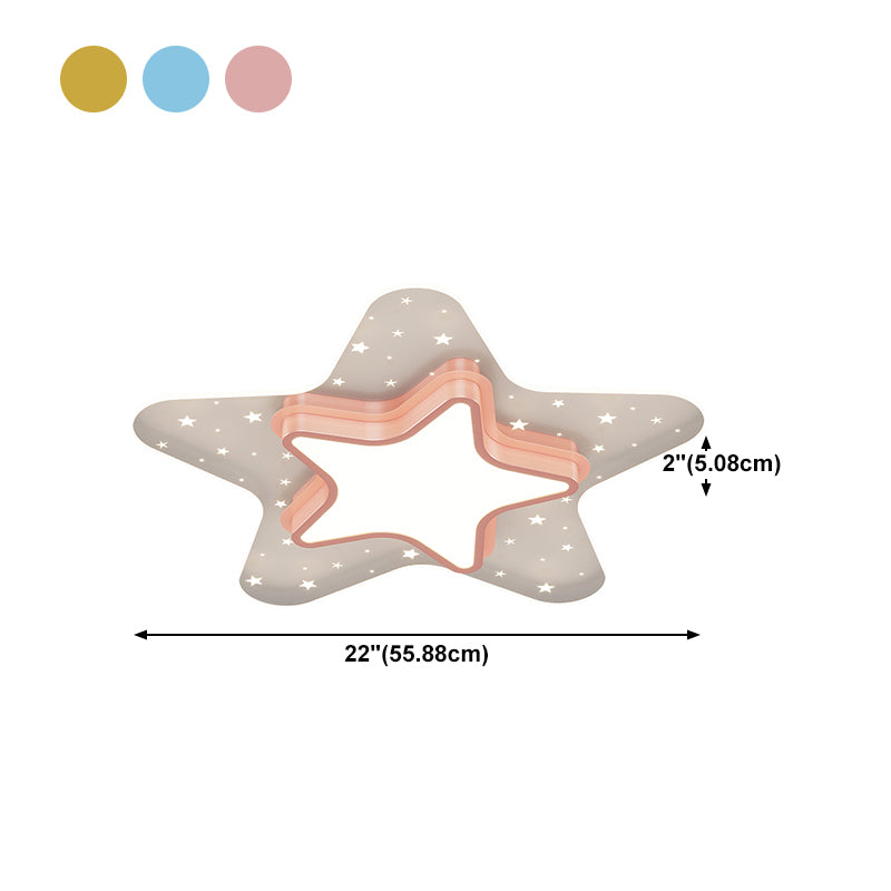 Metal Star Shape Ceiling Mount Light Lovely Colorful LED Ceiling Light for Kid's Room