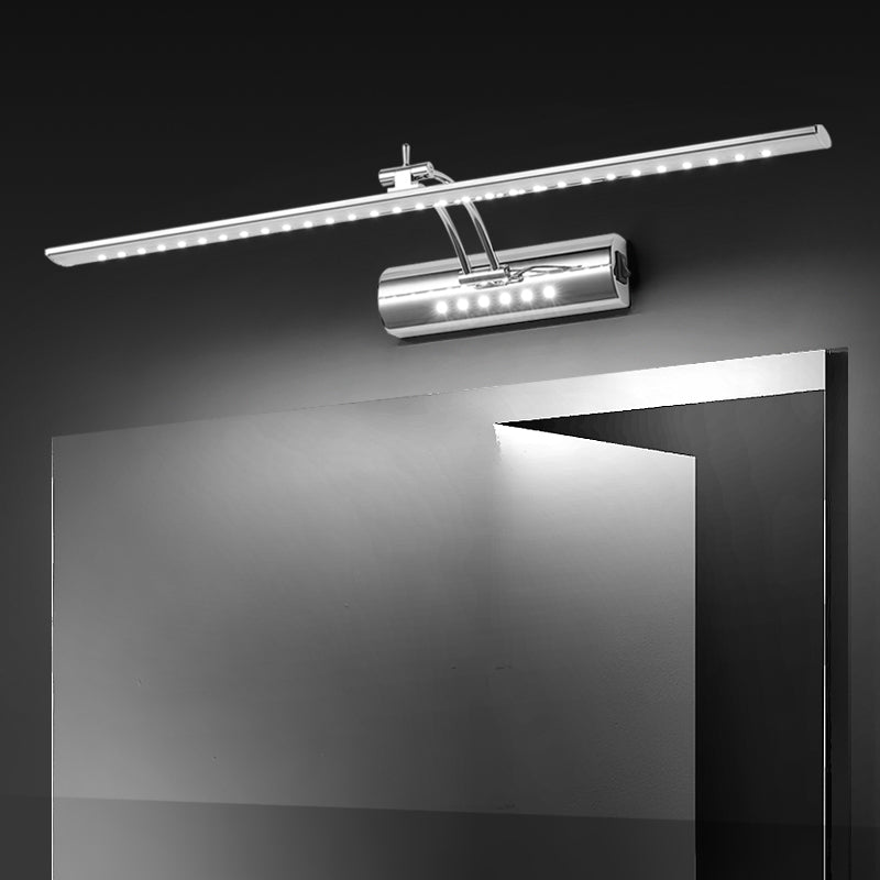 Vanité moderne linéaire Lumière Mirror LED à 1 lumière Light pour la salle de bain en argent