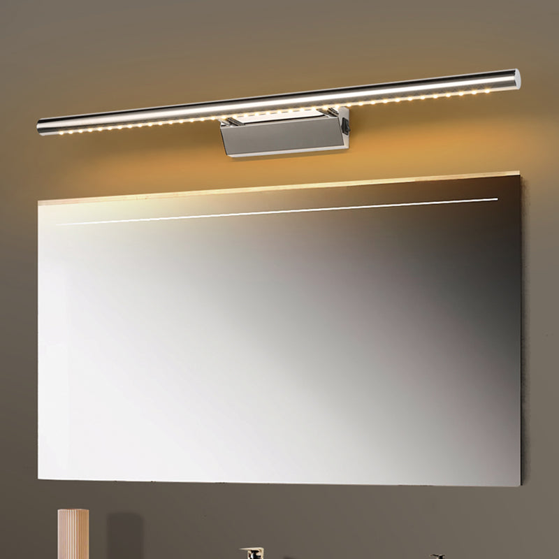 Vanité moderne linéaire Lumière Mirror LED à 1 lumière Light pour la salle de bain en argent