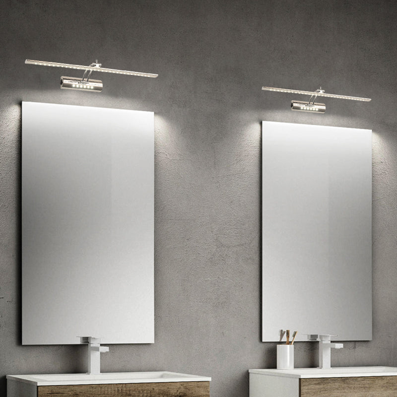 Vanité moderne linéaire Lumière Mirror LED à 1 lumière Light pour la salle de bain en argent