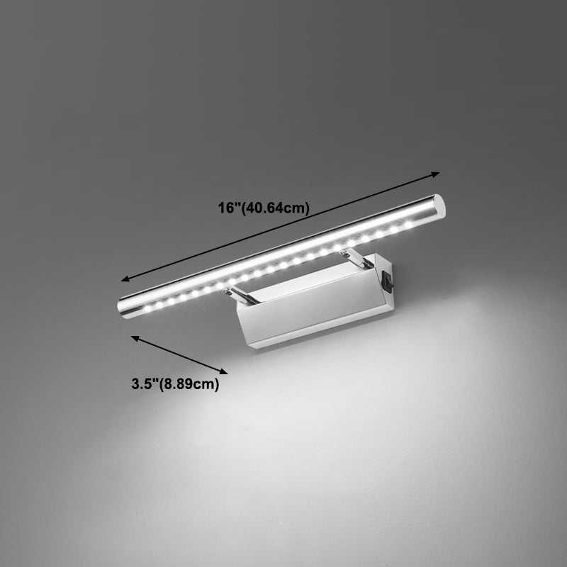 Vanité moderne linéaire Lumière Mirror LED à 1 lumière Light pour la salle de bain en argent