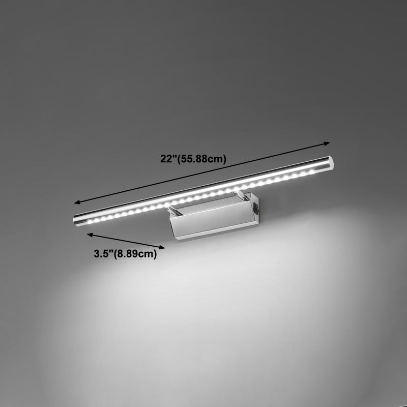 Vanité moderne linéaire Lumière Mirror LED à 1 lumière Light pour la salle de bain en argent