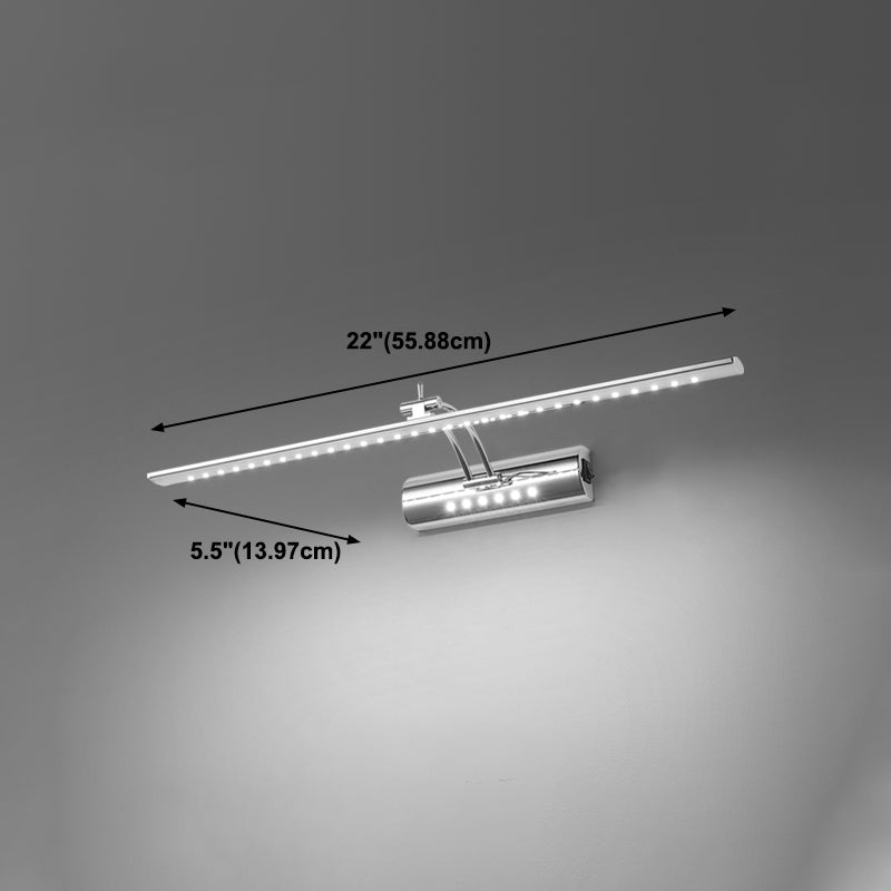 Vanité moderne linéaire Lumière Mirror LED à 1 lumière Light pour la salle de bain en argent