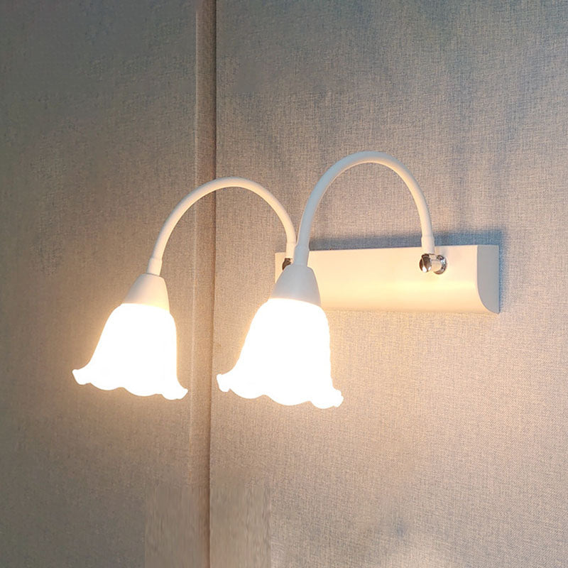 Landelijke stijl flexibele wandwandeling wit glas ijdelheid spiegel licht voor badkamer