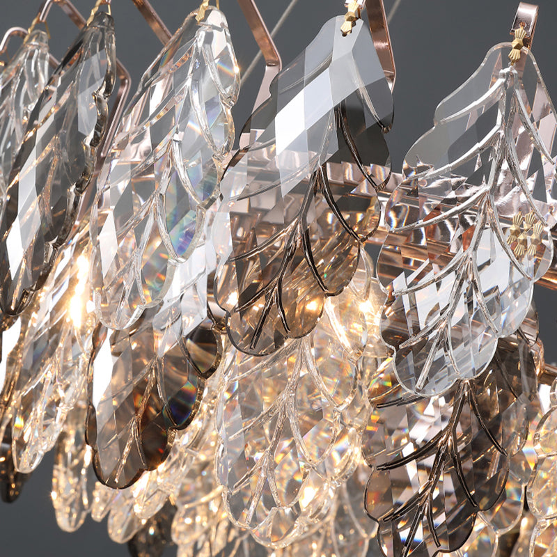 Modern Style Leaf Shaped Chandelier Crystal Chandelier for Bedroom Living Room