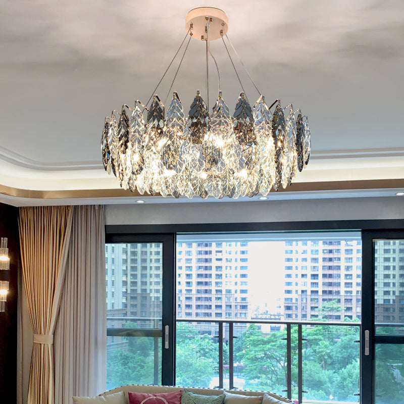 Modern Style Leaf Shaped Chandelier Crystal Chandelier for Bedroom Living Room