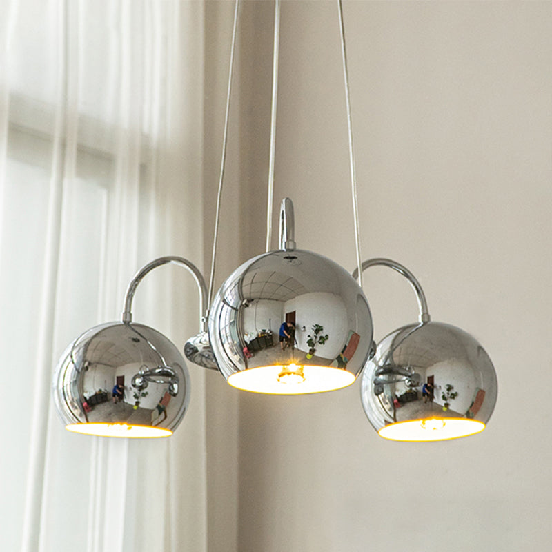 Silver Dome Pendant Light Postmodern Metal Chandelier Light for Living Room