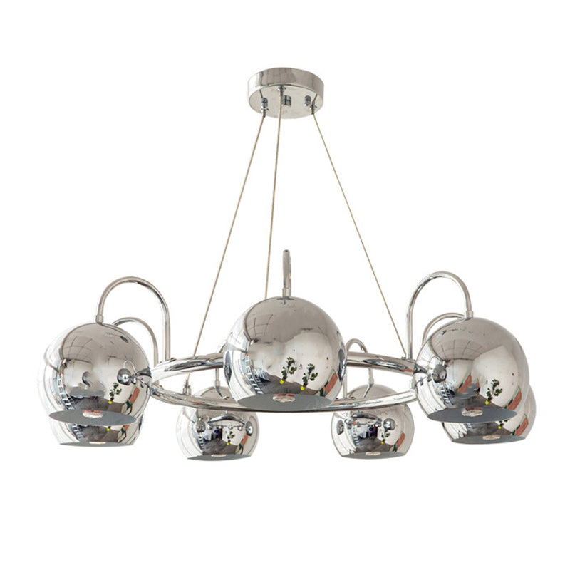 Silver Dome Pendant Light Postmodern Metal Chandelier Light for Living Room