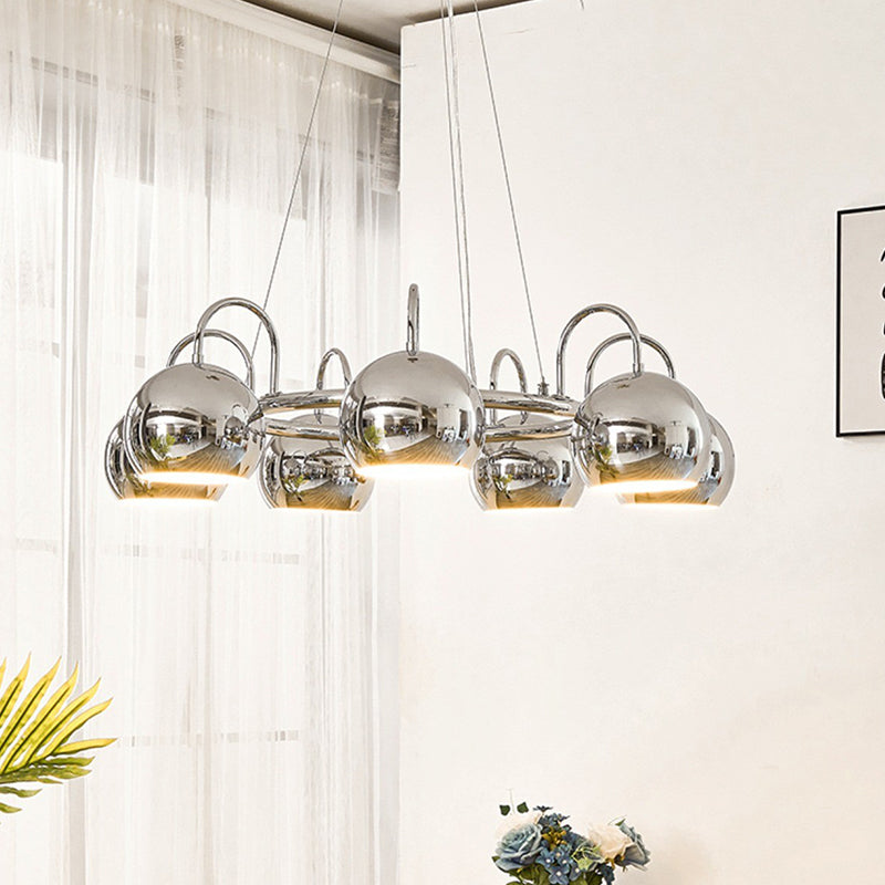 Silver Dome Pendant Light Postmodern Metal Chandelier Light for Living Room