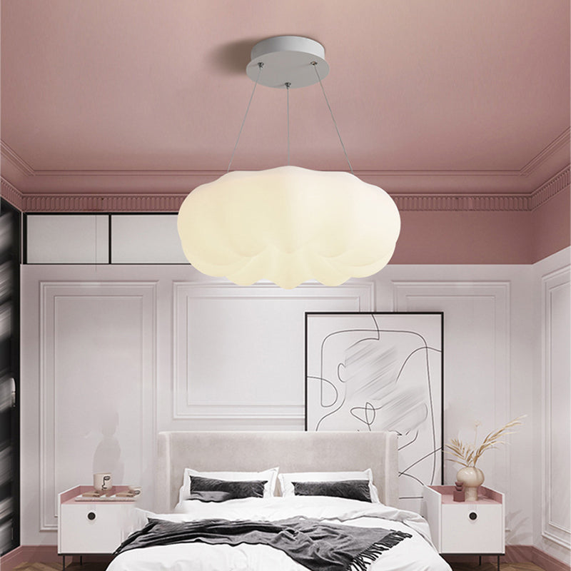 Bedroom Hanging Pendant Light Metal LED Nordic Chandelier Lamp in White