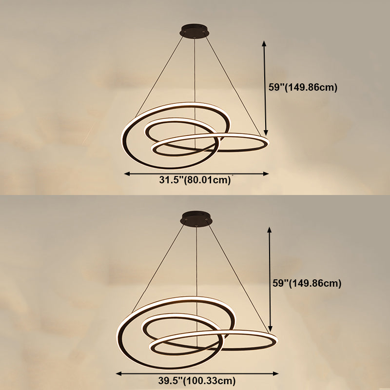 Lámpara de araña de metal de sombra de giro moderno 1- lámpara de lámpara de lámpara de luz en negro