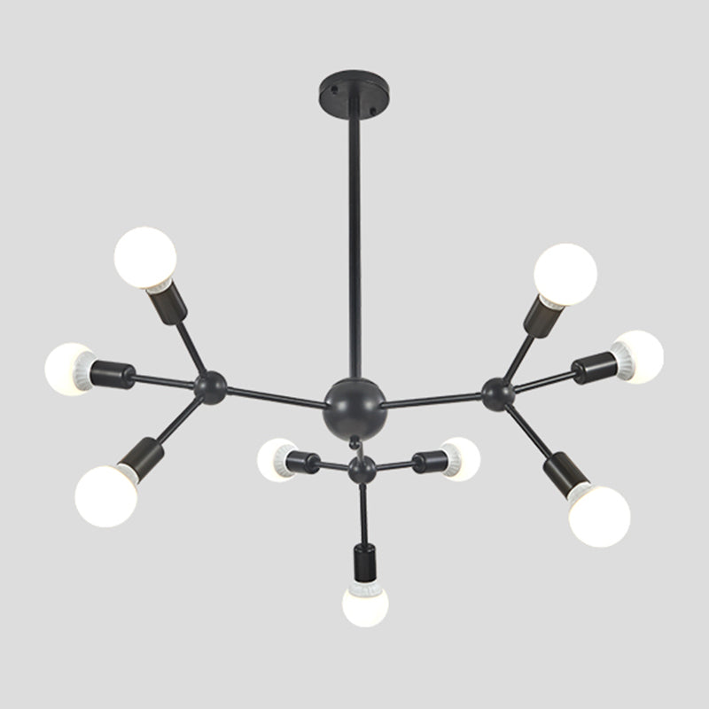 Postmodern Style Chandelier Light Fixture Exposed Bulb Metal Pendant Light for Living Room