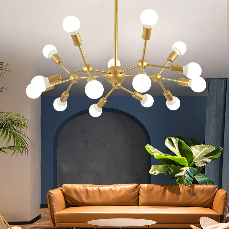 Postmodern Style Chandelier Light Fixture Exposed Bulb Metal Pendant Light for Living Room