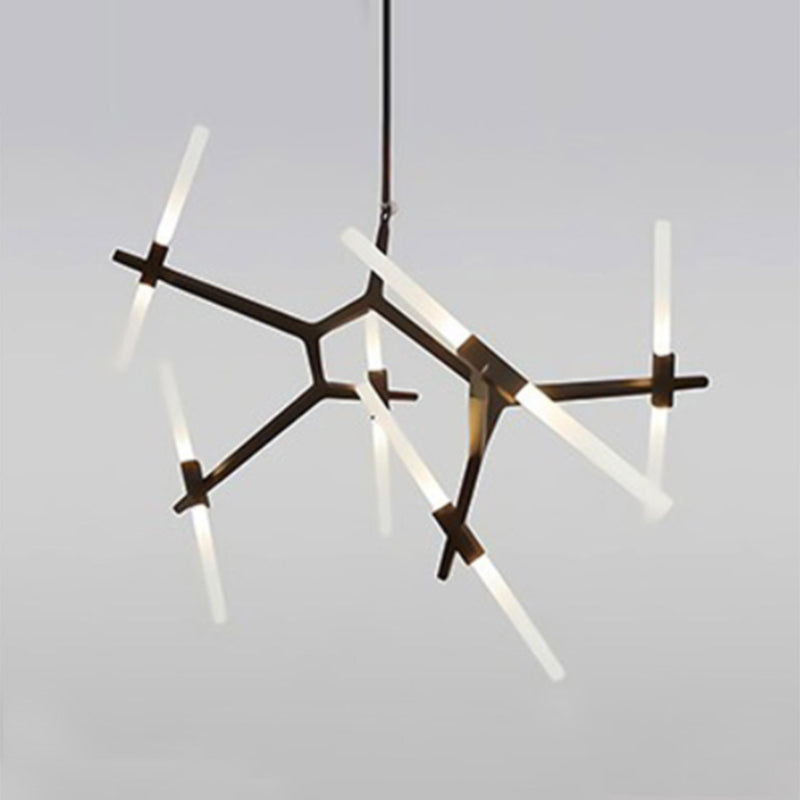 Modern Style Chandelier Light Fixture Branch Metal Hanging Light in Black