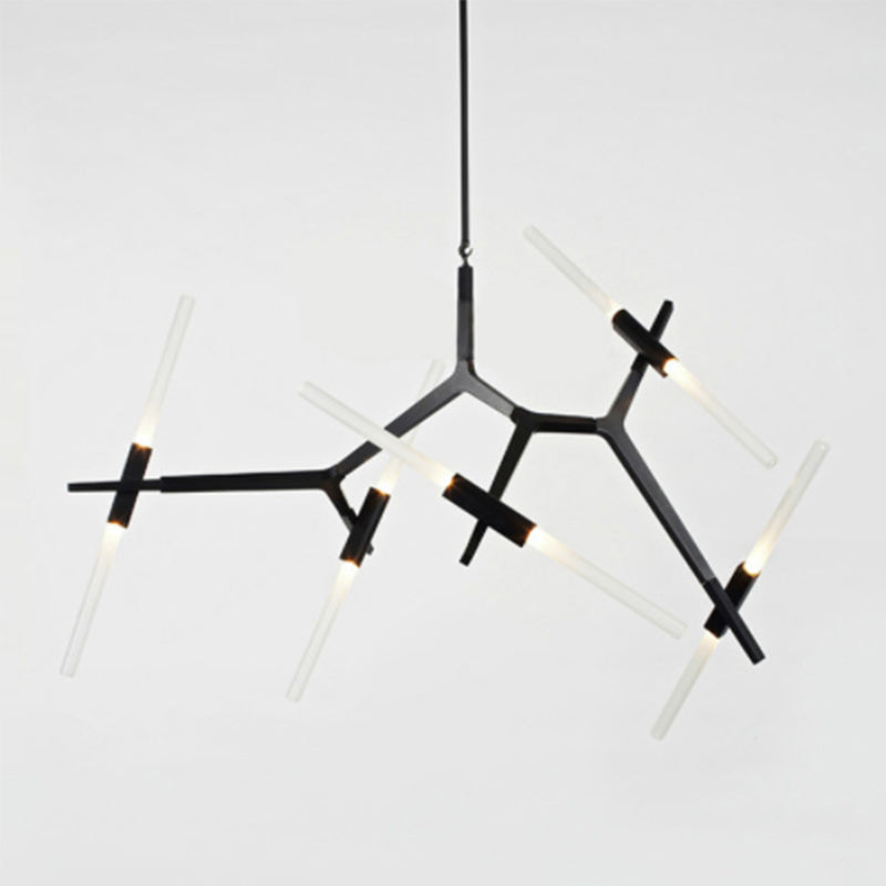 Modern Style Chandelier Light Fixture Branch Metal Hanging Light in Black