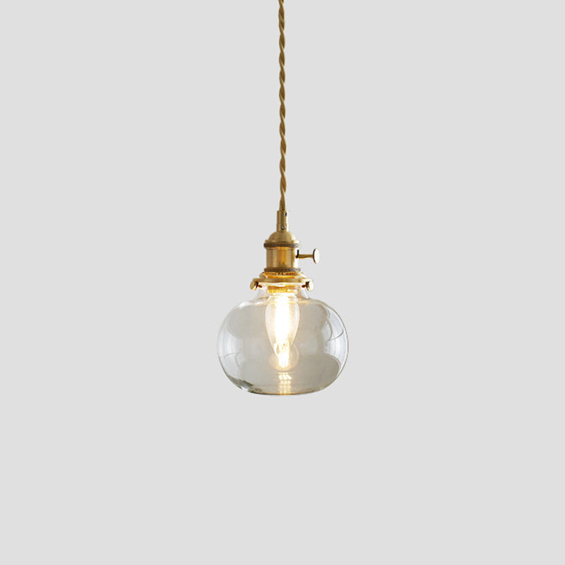 Industrieel glas hangende hanglamp 1-licht coffeeshop hangend licht in messing