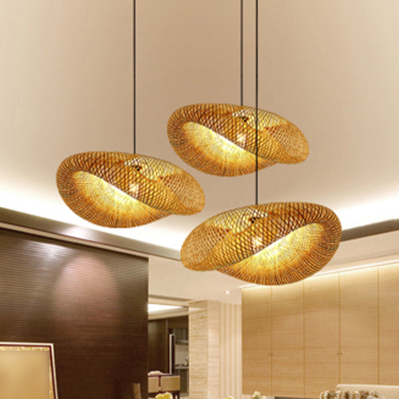 Bamboo Art Hanging Light Contemporary Household Pendent Lighting Fixture for Dining Room