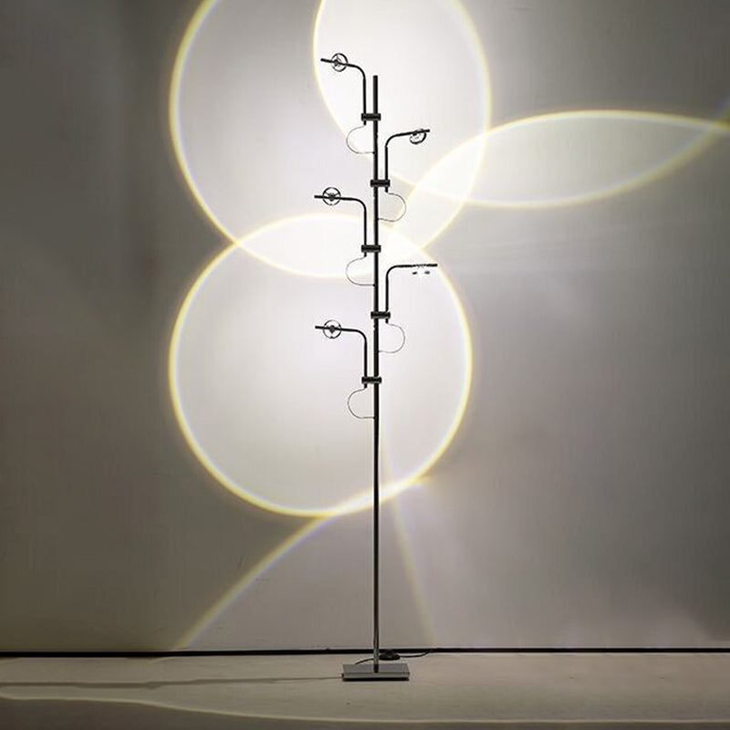 Contemporary Linear Floor Lamp Metal LED Floor Light in Silver for Living Room