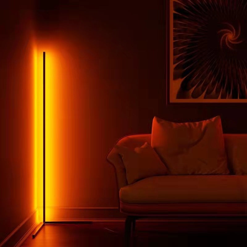 Lampada da pavimento lineare contemporanea Metal Black 55 "Luce al pavimento a LED alto per soggiorno