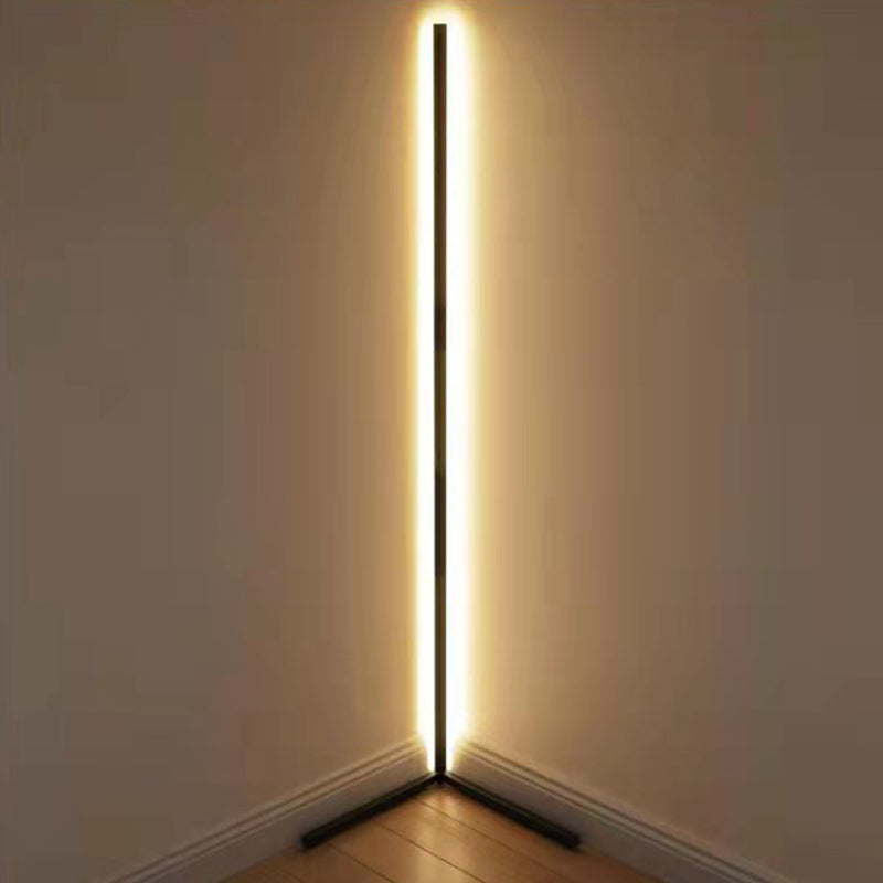 Contemporary Linear Floor Lamp Metal Black 55" High LED Floor Light for Living Room