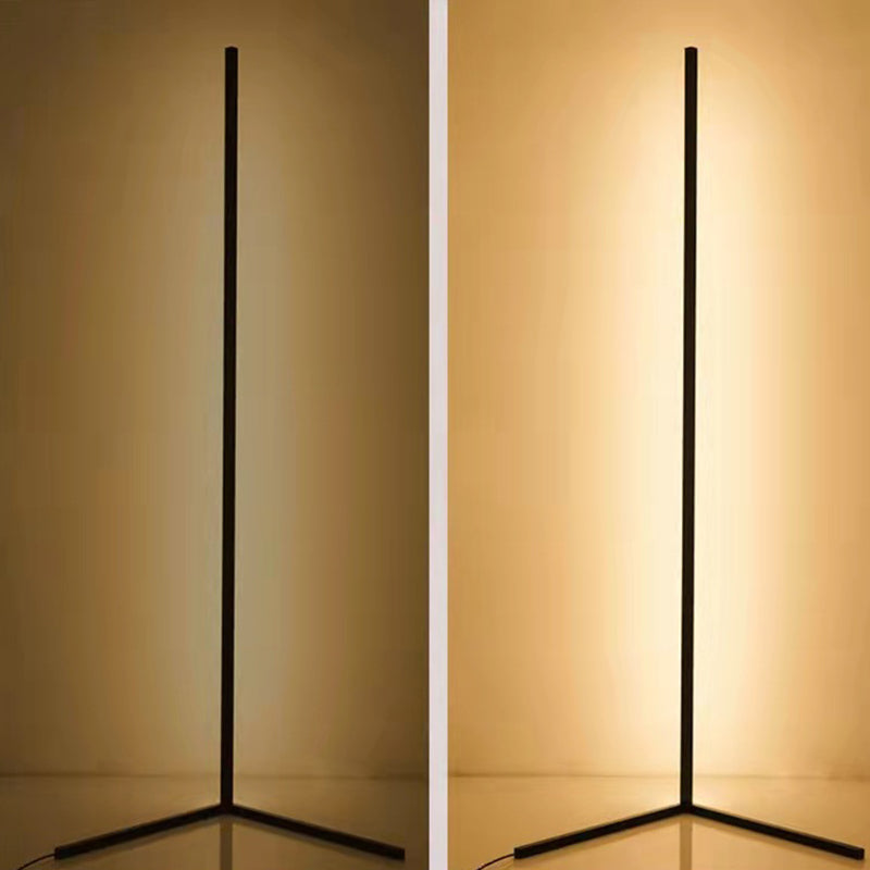 Contemporary Linear Floor Lamp Metal Black 55" High LED Floor Light for Living Room