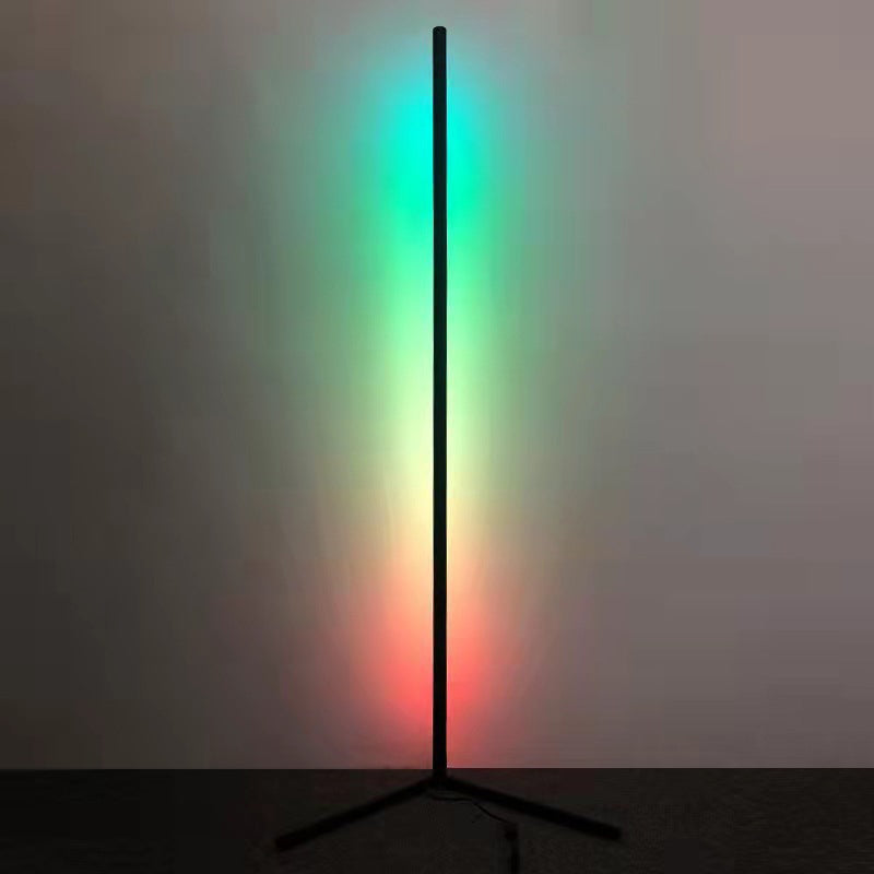 Lampada da pavimento lineare contemporanea Metal Black 55 "Luce al pavimento a LED alto per soggiorno