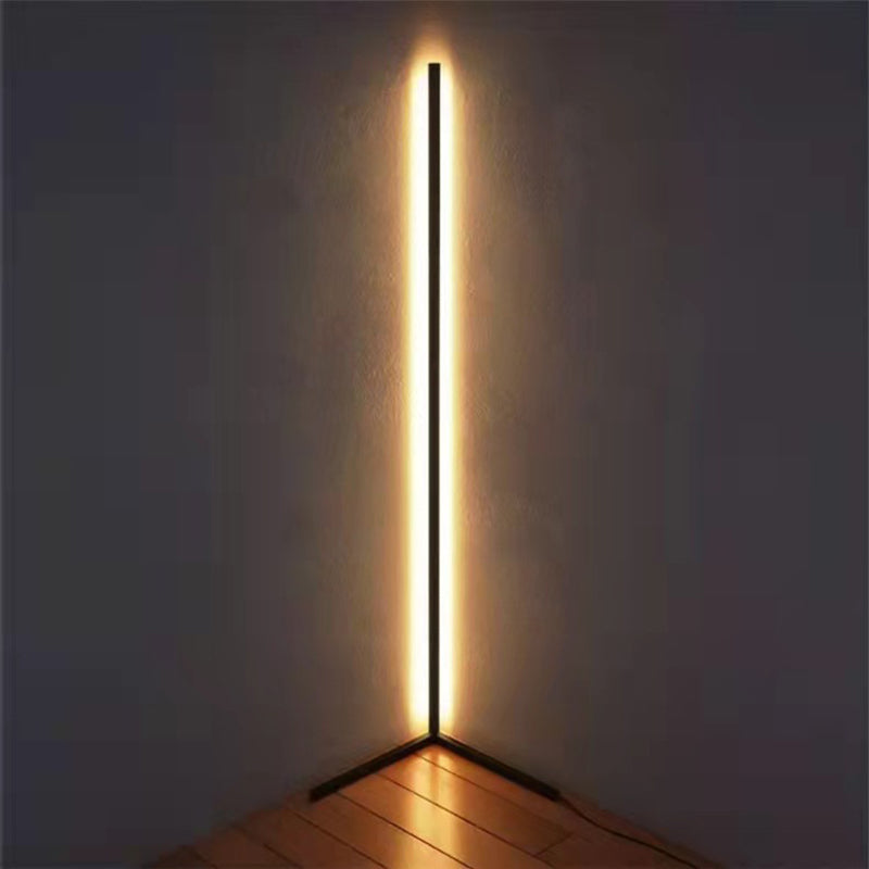 Contemporary Linear Floor Lamp Metal Black 55" High LED Floor Light for Living Room