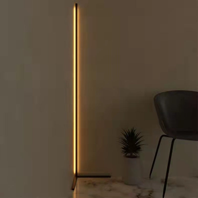 Contemporary Linear Floor Lamp Metal Black 55" High LED Floor Light for Living Room