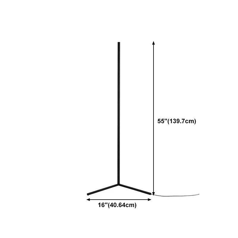 Zeitgenössische lineare Stehlampe Metall Black 55 -Zoll -LED -Bodenlicht für Wohnzimmer