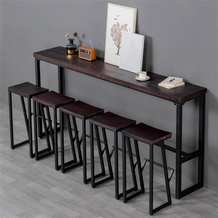 Brown Modern Style Bar Table Solid Wood and Iron Balcony Casual Bar Table