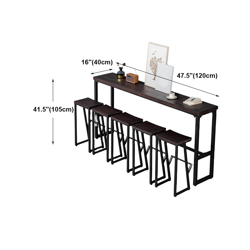 Brown Modern Style Bar Table Solid Wood and Iron Balcony Casual Bar Table