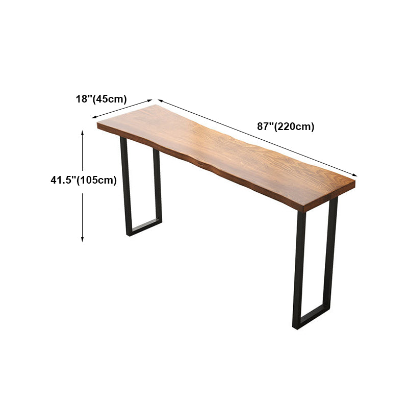 Brown Modern Style Bar Table in Solid Wood and Iron Coffee Shop Bar Table